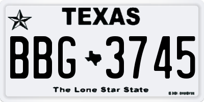 TX license plate BBG3745