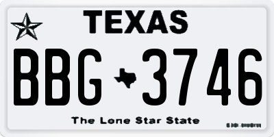 TX license plate BBG3746