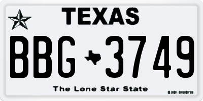 TX license plate BBG3749