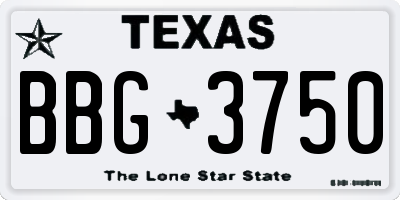 TX license plate BBG3750