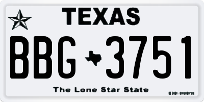 TX license plate BBG3751