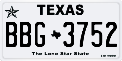 TX license plate BBG3752