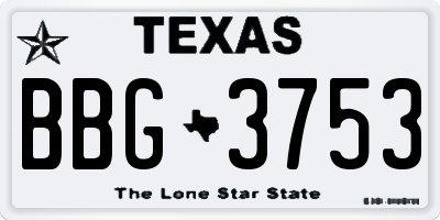 TX license plate BBG3753