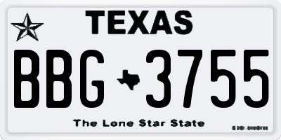 TX license plate BBG3755