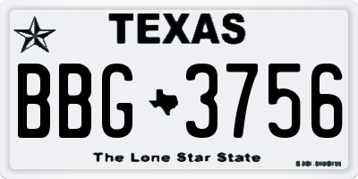 TX license plate BBG3756