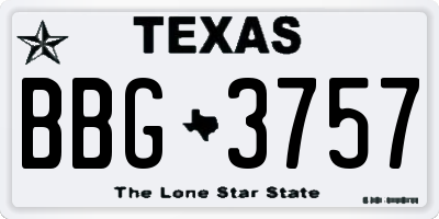 TX license plate BBG3757