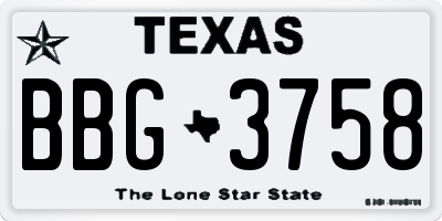 TX license plate BBG3758