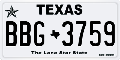 TX license plate BBG3759