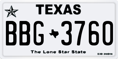 TX license plate BBG3760