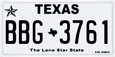 TX license plate BBG3761