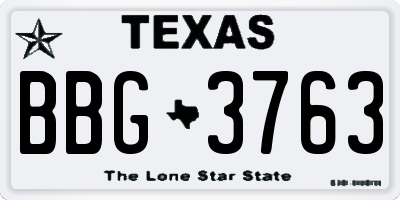 TX license plate BBG3763