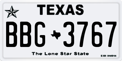 TX license plate BBG3767