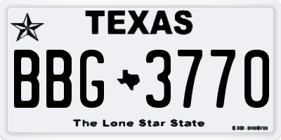 TX license plate BBG3770