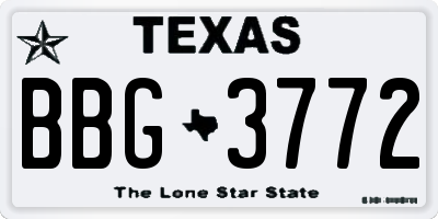 TX license plate BBG3772