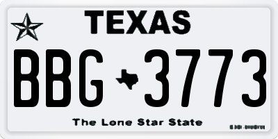 TX license plate BBG3773