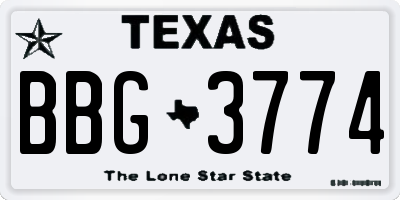 TX license plate BBG3774