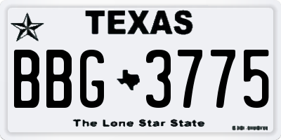 TX license plate BBG3775