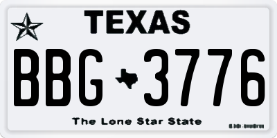 TX license plate BBG3776