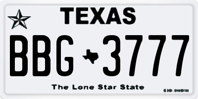 TX license plate BBG3777