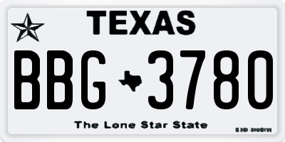 TX license plate BBG3780
