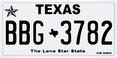 TX license plate BBG3782