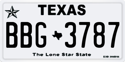 TX license plate BBG3787