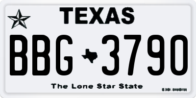 TX license plate BBG3790