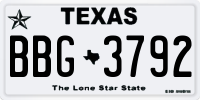 TX license plate BBG3792