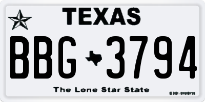 TX license plate BBG3794