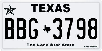 TX license plate BBG3798