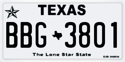TX license plate BBG3801