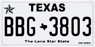 TX license plate BBG3803