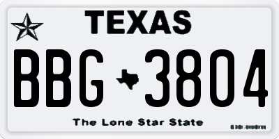 TX license plate BBG3804