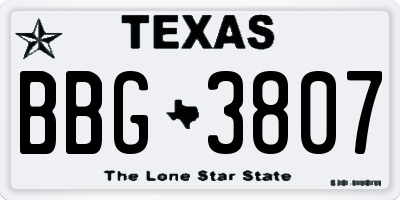 TX license plate BBG3807