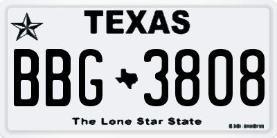 TX license plate BBG3808