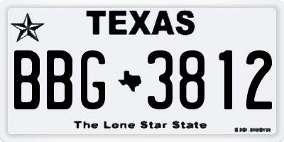 TX license plate BBG3812