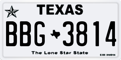 TX license plate BBG3814