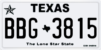 TX license plate BBG3815