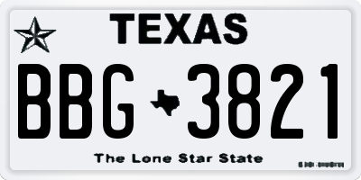 TX license plate BBG3821