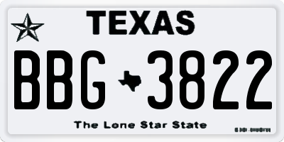 TX license plate BBG3822