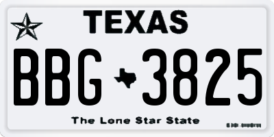 TX license plate BBG3825