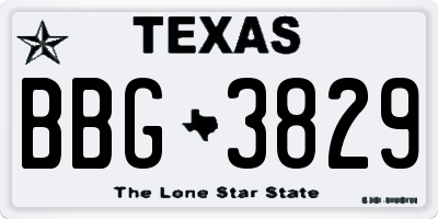 TX license plate BBG3829