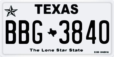 TX license plate BBG3840