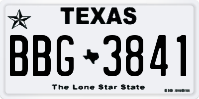 TX license plate BBG3841