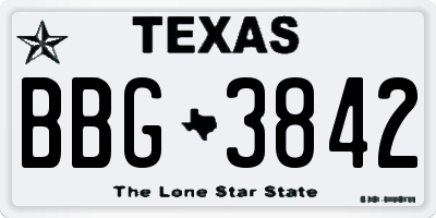 TX license plate BBG3842