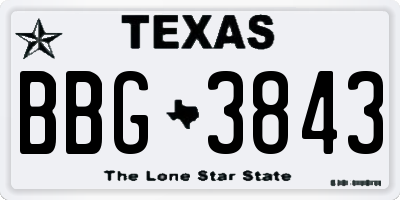 TX license plate BBG3843