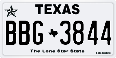 TX license plate BBG3844