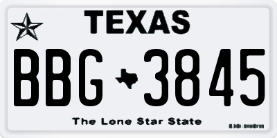 TX license plate BBG3845