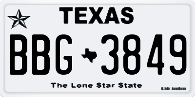 TX license plate BBG3849