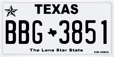 TX license plate BBG3851
